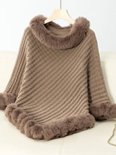 Load image into Gallery viewer, Darla Fuzzy Trim Three-Quarter Sleeve Poncho