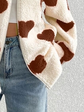 Load image into Gallery viewer, Still In Love with You Heart Zip Up Drop Shoulder Furry Jacket