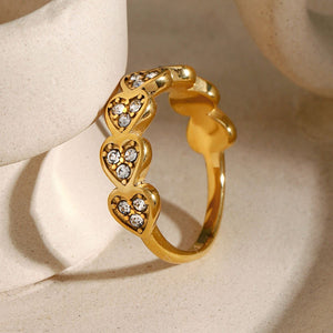 18K Gold-plated Stainless Steel Zirconia Heart Ring