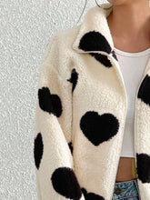 Load image into Gallery viewer, Still In Love with You Heart Zip Up Drop Shoulder Furry Jacket