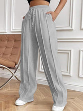 Load image into Gallery viewer, Drawstring Wide Leg Pants with Pockets