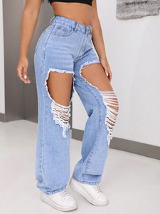 CRE8ED2LUV'S Distressed Jeans with Pockets