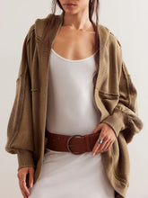 Load image into Gallery viewer, Jackie Exposed Seam Open Front Batwing Sleeve Hooded Cardigan