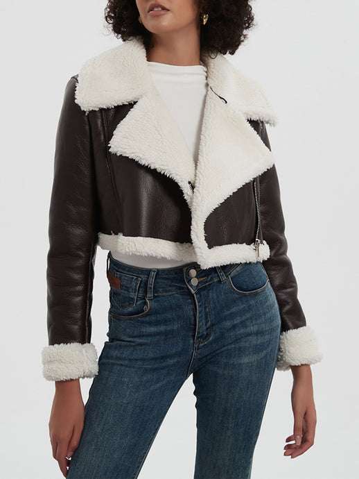 Layla Neck Long Sleeve Plush Cropped Jacket