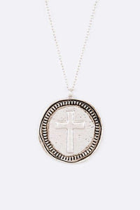 One True God Embossed Cross Pendant Necklace