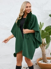 Load image into Gallery viewer, Under the Lights Fuzzy Trim Open Front Poncho