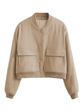 Load image into Gallery viewer, Ella Pocketed Snap Down Baseball Collar Jacket