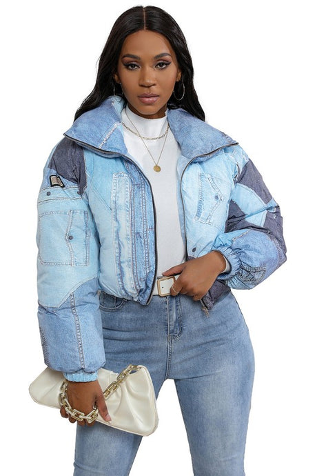 Out of the Blue Cropped Puffer Jacket