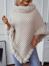 Load image into Gallery viewer, Darla Fuzzy Trim Three-Quarter Sleeve Poncho