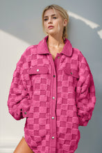 Load image into Gallery viewer, Effortlessly Chic Button Up Fuzzy Checkered Shacket