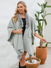 Load image into Gallery viewer, Under the Lights Fuzzy Trim Open Front Poncho