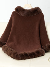 Load image into Gallery viewer, Darla Fuzzy Trim Three-Quarter Sleeve Poncho