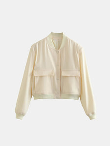 Ella Pocketed Snap Down Baseball Collar Jacket