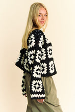 Load image into Gallery viewer, Davi &amp; Dani Full Size Two Tone Flower Square Crochet Open Front Cardigan