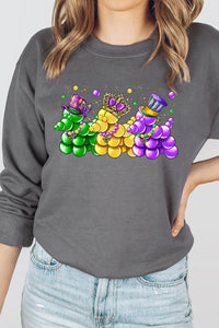 Cre8ed2luv's Mardi Gras Bead Dog Graphic Sweatshirt