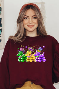 Cre8ed2luv's Mardi Gras Bead Dog Graphic Sweatshirt