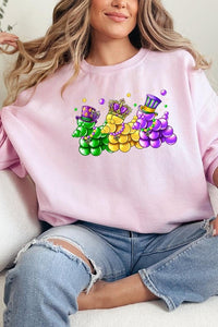 Cre8ed2luv's Mardi Gras Bead Dog Graphic Sweatshirt