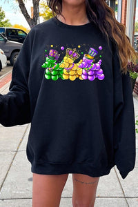 Cre8ed2luv's Mardi Gras Bead Dog Graphic Sweatshirt