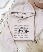 Load image into Gallery viewer, Cre8ed2luv&#39;s FAITH Words Graphic Hoodie