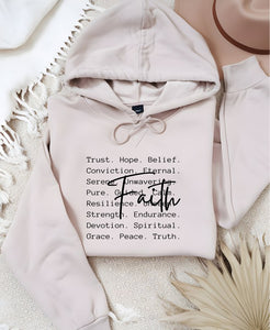 Cre8ed2luv's FAITH Words Graphic Hoodie