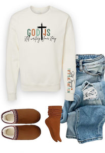 Cre8ed2luv's God is Still Writing Your Story PLUS graphic Sweatshirt