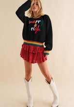 Load image into Gallery viewer, MERRY &amp; BRIGHT Ribbed Round Neck Sweater