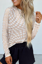 Load image into Gallery viewer, Checkered Mock Neck Long Sleeve Blouse