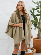 Load image into Gallery viewer, Under the Lights Fuzzy Trim Open Front Poncho