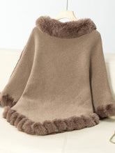 Load image into Gallery viewer, Darla Fuzzy Trim Three-Quarter Sleeve Poncho