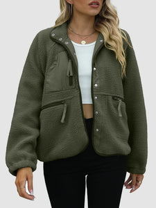 Valerie Pocketed Snap Down Sherpa Jacket