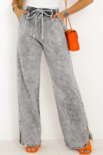 Load image into Gallery viewer, Henley Acid Washed Slit Drawstring Jeans