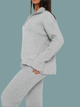 Load image into Gallery viewer, Quarter Zip Long Sleeve Top and Pants Set