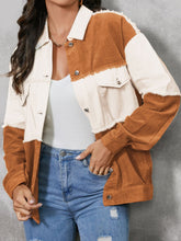 Load image into Gallery viewer, Emily Raw Hem Color Block Button Up Jacket