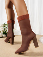 Load image into Gallery viewer, Mesh Point Toe Block Heel Boots