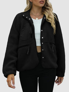 Valerie Pocketed Snap Down Sherpa Jacket