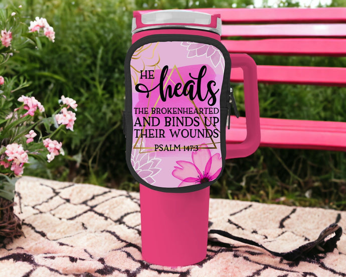 He Heals Zippered Pouch/Bag For 40oz Tumbler