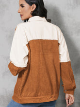 Load image into Gallery viewer, Emily Raw Hem Color Block Button Up Jacket