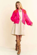 Load image into Gallery viewer, Valentina Floral Applique Open Front Drop Shoulder Cardigan