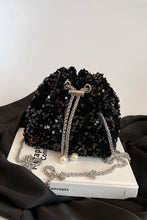 Load image into Gallery viewer, Sequin Chain Drawstring Bucket Bag