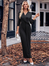 Load image into Gallery viewer, Slit Twisted Surplice Long Sleeve Dress