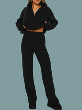 Load image into Gallery viewer, Quarter Zip Long Sleeve Top and Pants Set