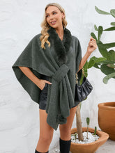 Load image into Gallery viewer, Under the Lights Fuzzy Trim Open Front Poncho