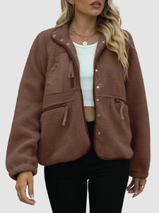 Valerie Pocketed Snap Down Sherpa Jacket