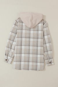 Carrie Plaid Removable Hood Button Up Shacket