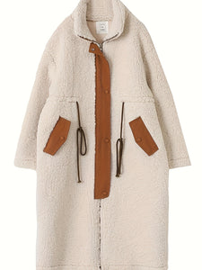 Scarlett Plus Size Drawstring Zip Up Turtleneck Sherpa Coat