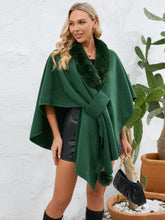 Load image into Gallery viewer, Under the Lights Fuzzy Trim Open Front Poncho