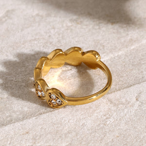 18K Gold-plated Stainless Steel Zirconia Heart Ring