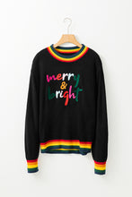 Load image into Gallery viewer, MERRY &amp; BRIGHT Ribbed Round Neck Sweater