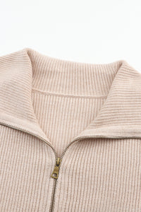 Justiana Zip Up Flared Collar Cardigan