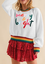 Load image into Gallery viewer, MERRY &amp; BRIGHT Ribbed Round Neck Sweater